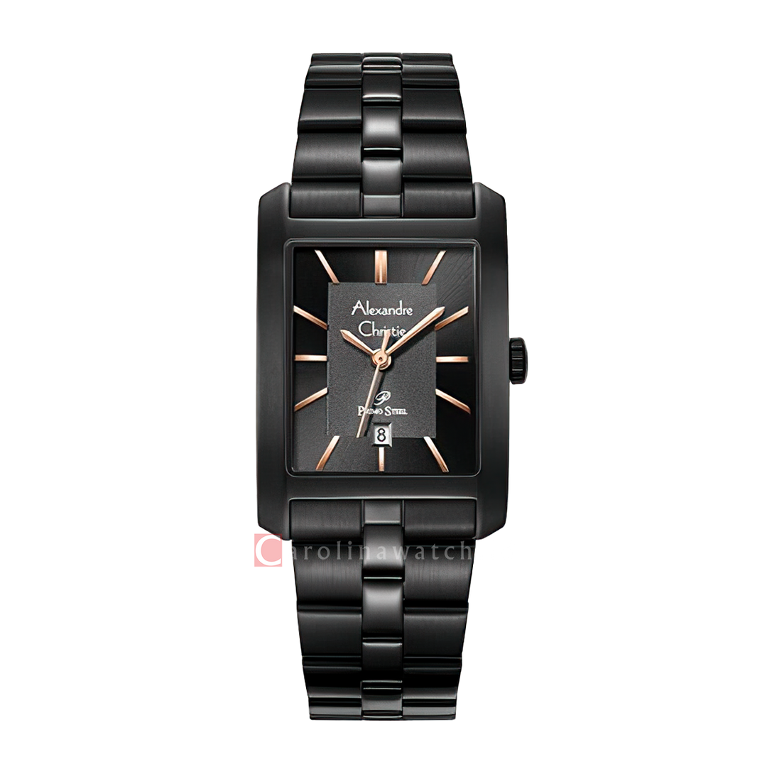 Jam Tangan Alexandre Christie Primo Steel AC 1019 MDBIPBARG Men Black Dial Black Stainless Steel Strap