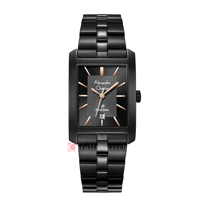 Jam Tangan Alexandre Christie Primo Steel AC 1019 MDBIPBARG Men Black Dial Black Stainless Steel Strap