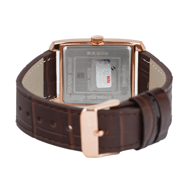 Jam Tangan Alexandre Christie Primo Steel AC 1019 MDLRGSL Men Silver Dial Brown Leather Strap