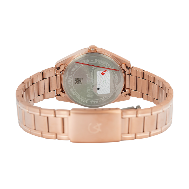 Jam Tangan Alexandre Christie Primo Steel AC 1025 LDBRGSL Women White Dial Rose Gold Stainless Steel Strap