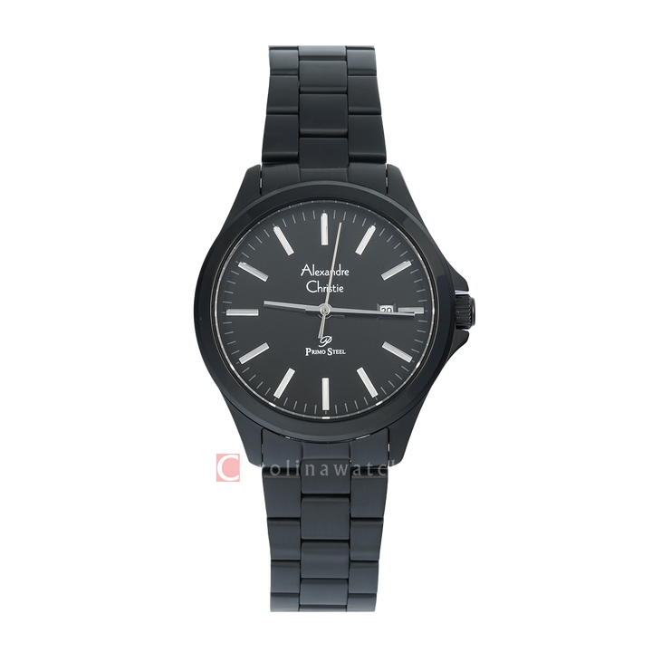 Jam Tangan Alexandre Christie Primo Steel AC 1026 LDBIPBA Women Black Dial Black Stainless Steel Strap