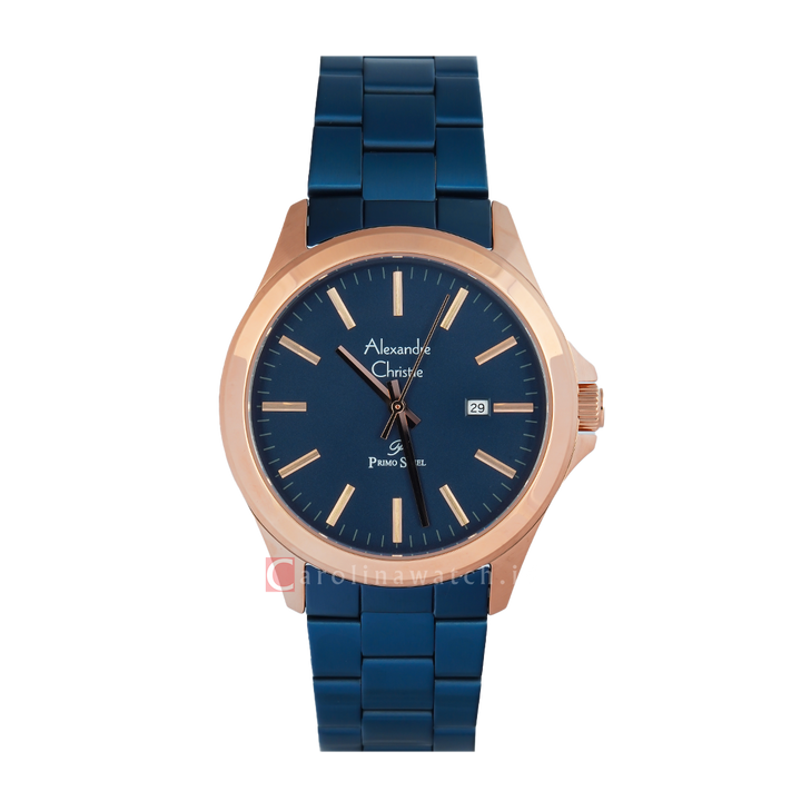 Jam Tangan Alexandre Christie AC 1026 MDBURBU Men Blue Dial Blue Stainless Steel Strap