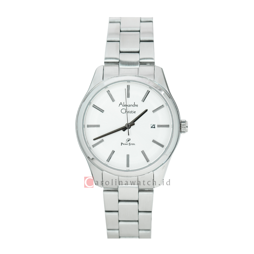 Jam Tangan Alexandre Christie AC 1027 LDBSSSLBA Women White Dial Stainless Steel Strap