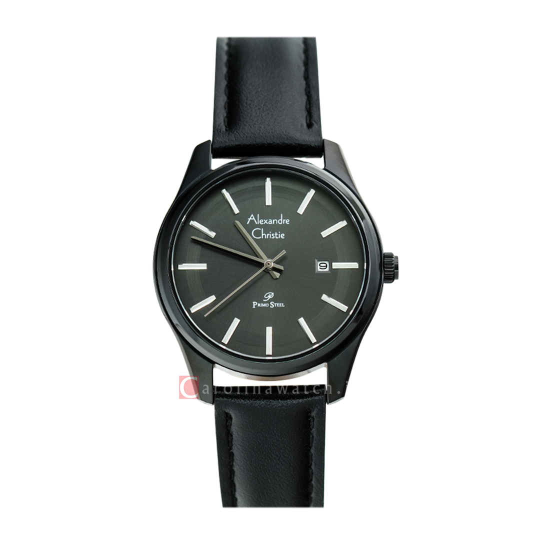 Jam Tangan Alexandre Christie Primo Steel AC 1027 LDLIPBA Women Black Dial Black Leather Strap