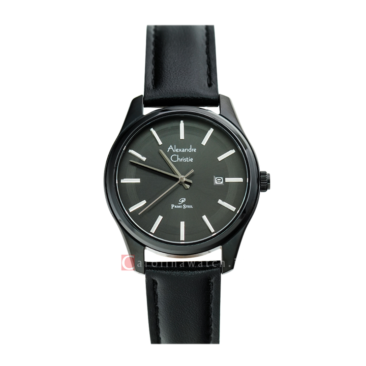 Jam Tangan Alexandre Christie Primo Steel AC 1027 LDLIPBA Women Black Dial Black Leather Strap