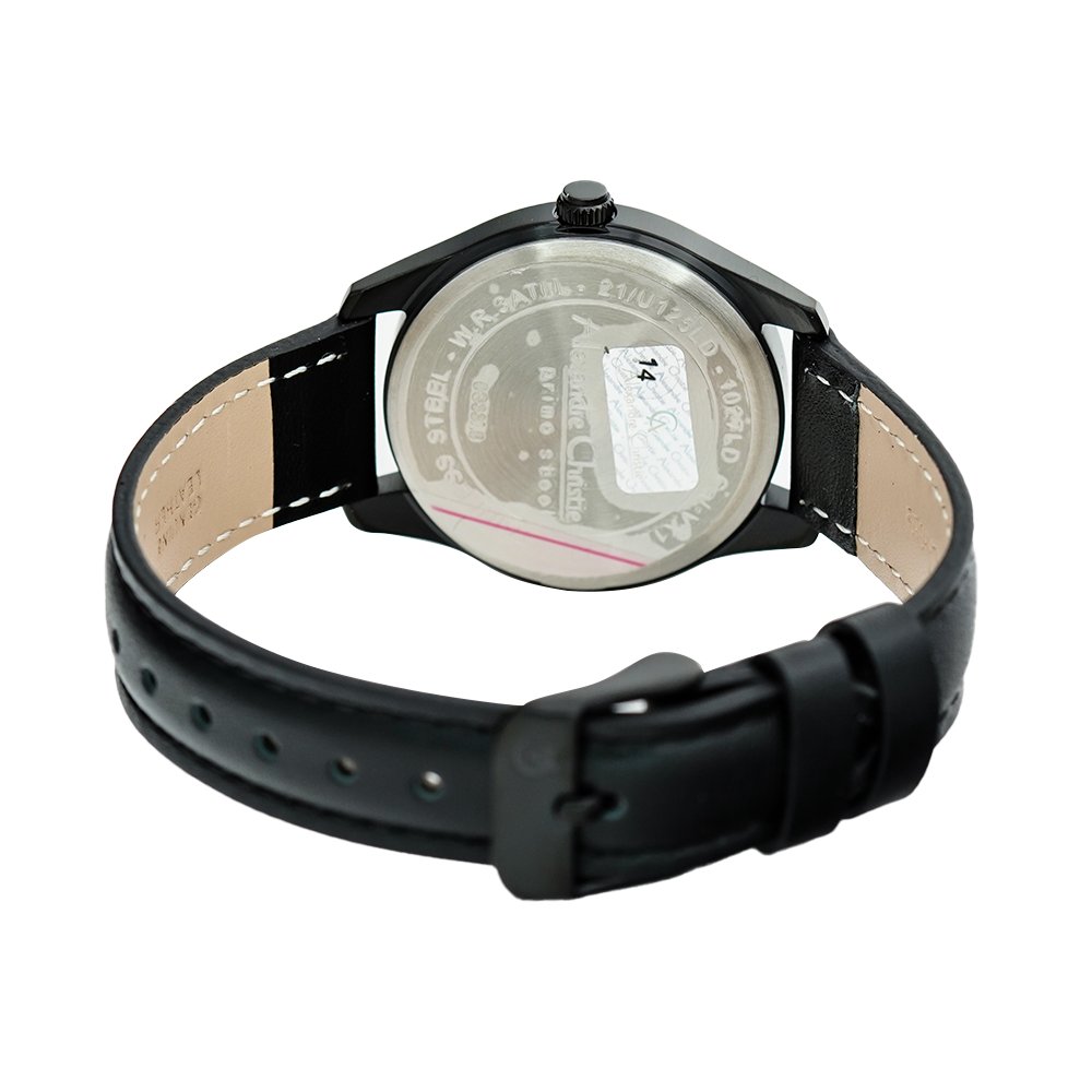 Jam Tangan Alexandre Christie Primo Steel AC 1027 LDLIPBA Women Black Dial Black Leather Strap