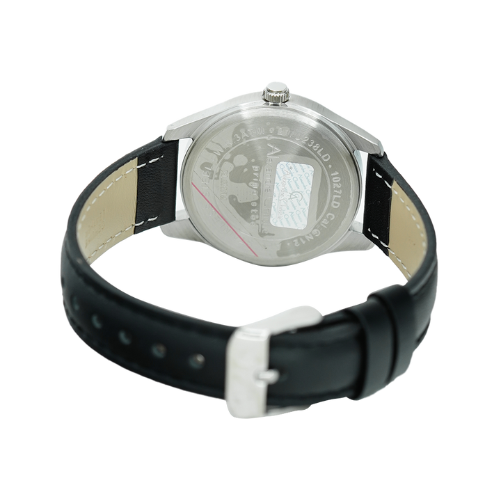 Jam Tangan Alexandre Christie Primo Steel AC 1027 LDLSSSLBA Women Silver Dial Black Leather Strap