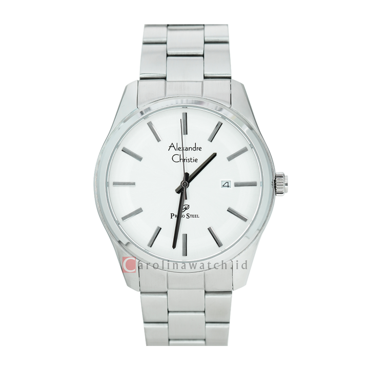 Jam Tangan Alexandre Christie Primo Steel AC 1027 MDBSSSLBA Men White Dial Stainless Steel Strap