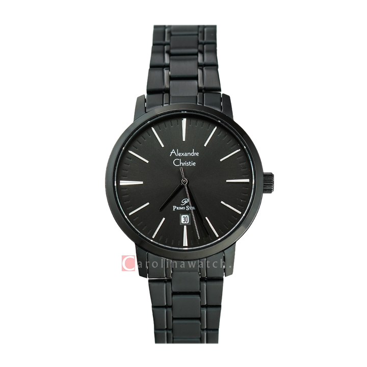 Jam Tangan Alexandre Christie Primo Steel AC 1028 LDBIPBA Women Black Dial Black Stainless Steel Strap