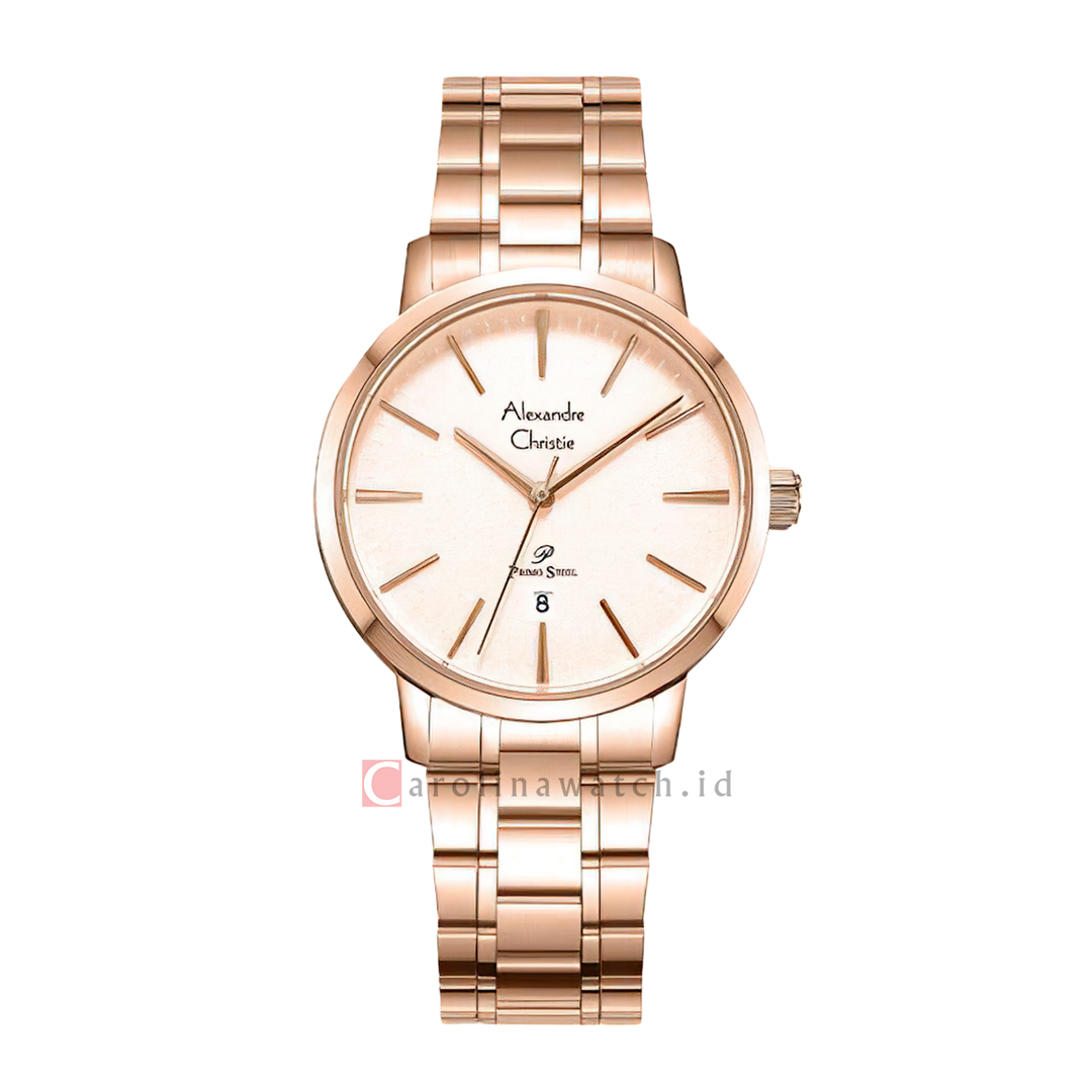 Jam Tangan Alexandre Christie Primo Steel AC 1028 LDBRGLN Women Rose Gold Dial Rose Gold Stainless Steel Strap