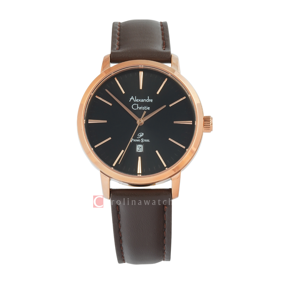 Jam Tangan Alexandre Christie Primo Steel AC 1028 LDLRGBABO Women Analog Dial Brown Leather Strap