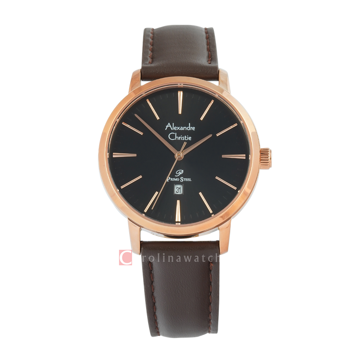Jam Tangan Alexandre Christie Primo Steel AC 1028 LDLRGBABO Women Analog Dial Brown Leather Strap
