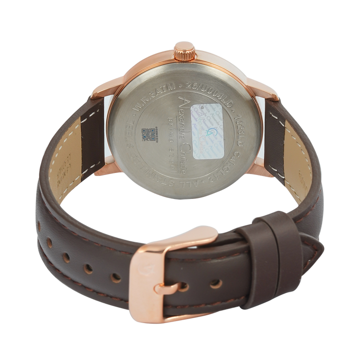 Jam Tangan Alexandre Christie Primo Steel AC 1028 LDLRGBABO Women Analog Dial Brown Leather Strap