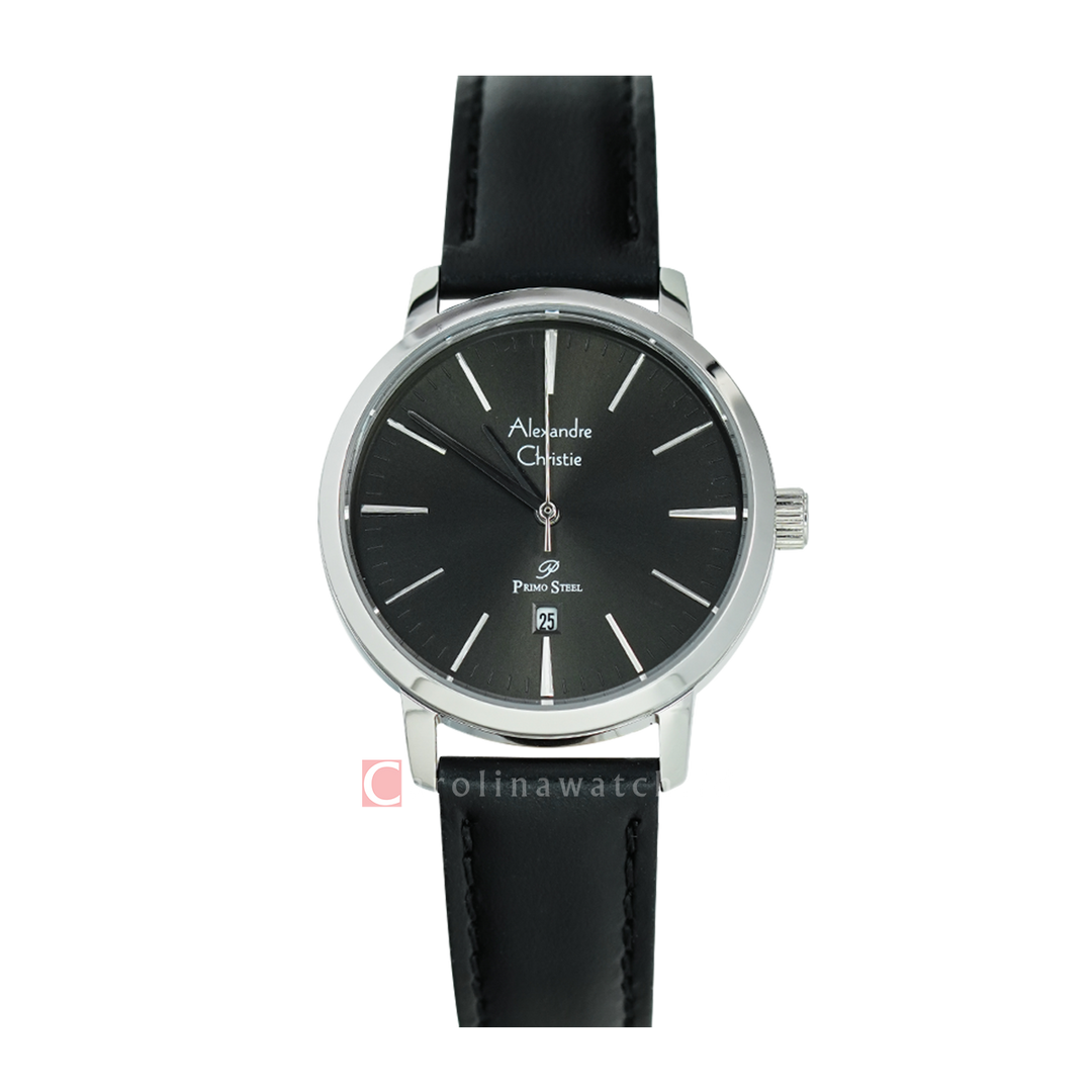 Jam Tangan Alexandre Christie Primo Steel AC 1028 LDLSSBA Women Black Dial Black Leather Strap