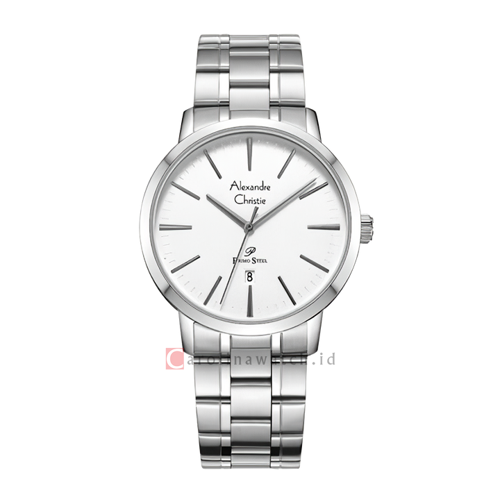 Jam Tangan Alexandre Christie Primo Steel AC 1028 MDBSSSL Men Silver Dial Stainless Steel Strap