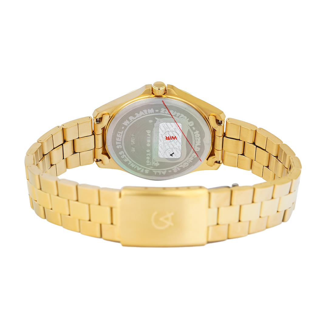 Jam Tangan Alexandre Christie Primo Steel AC 1029 LDBGPIV Women Gold Dial Gold Stainless Steel Strap