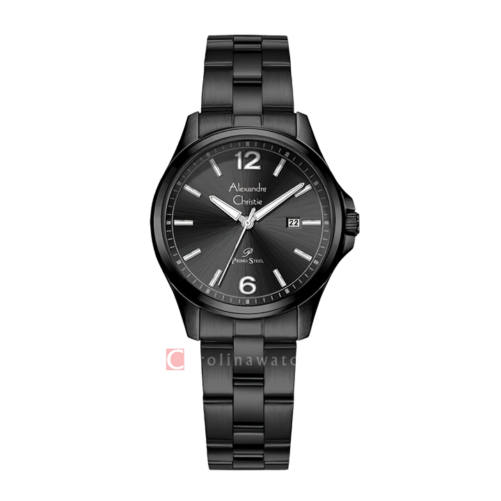 Jam Tangan Alexandre Christie Primo Steel AC 1029 LDBIPBA Women Black Dial Black Stainless Steel Strap