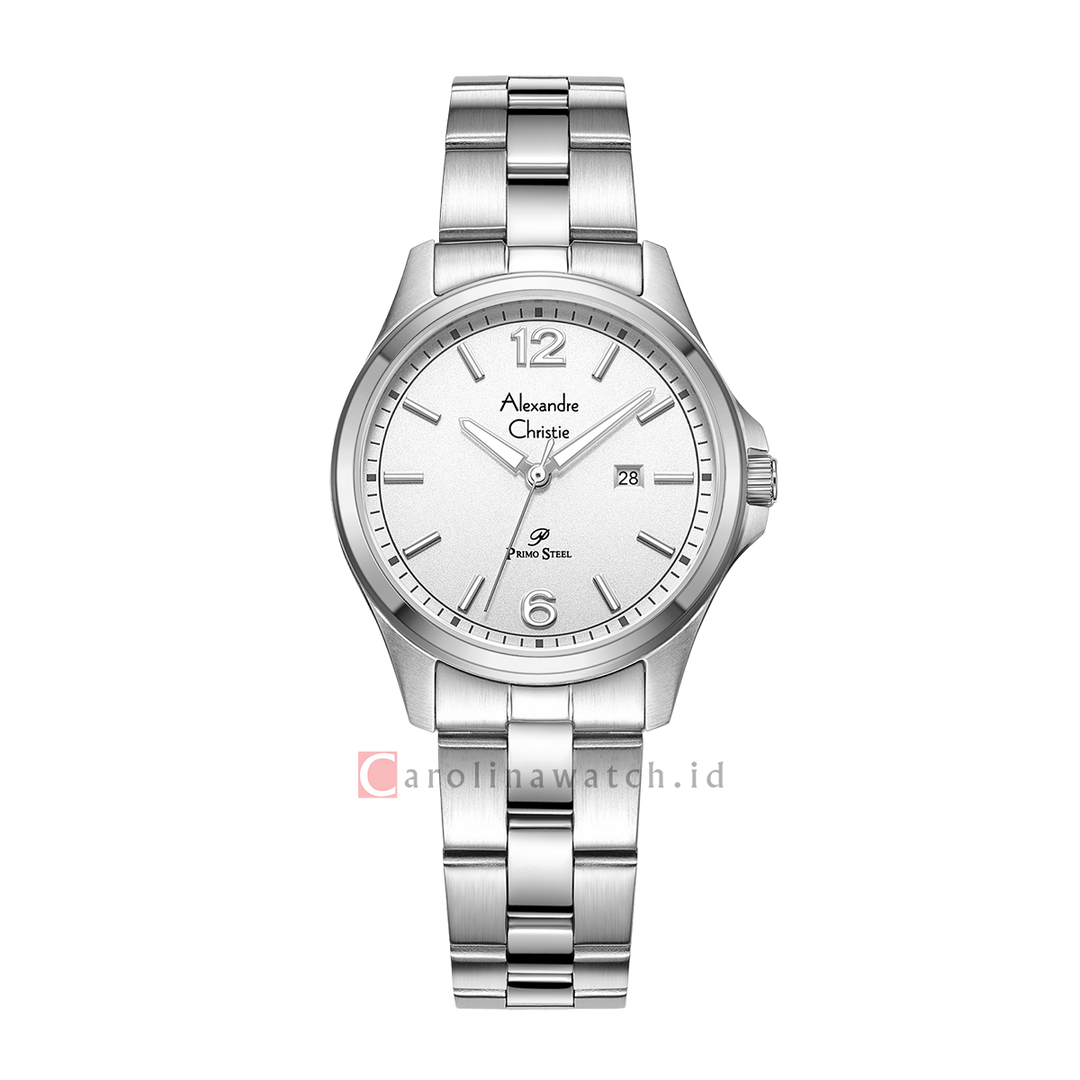 Jam Tangan Alexandre Christie Primo Steel AC 1029 LDBSSSL Women Silver Dial Stainless Steel Strap