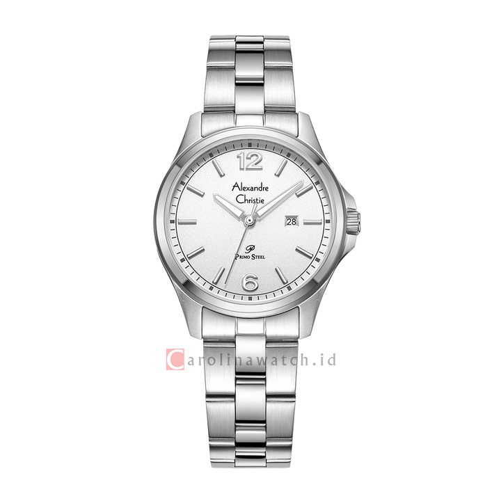 Jam Tangan Alexandre Christie Primo Steel AC 1029 LDBSSSL Women Silver Dial Stainless Steel Strap