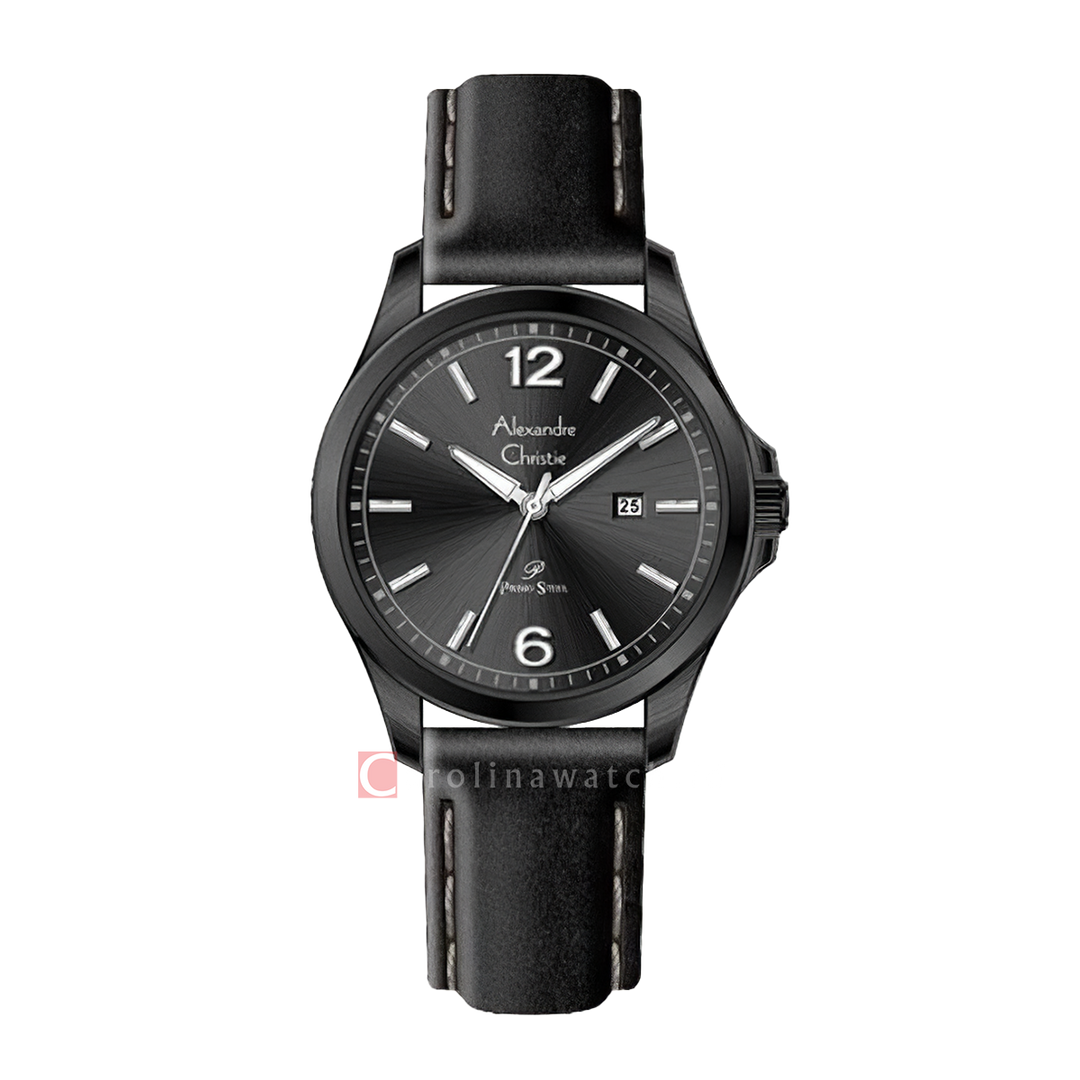 Jam Tangan Alexandre Christie Primo Steel AC 1029 LDLIPBA Women Black Dial Black Leather Strap