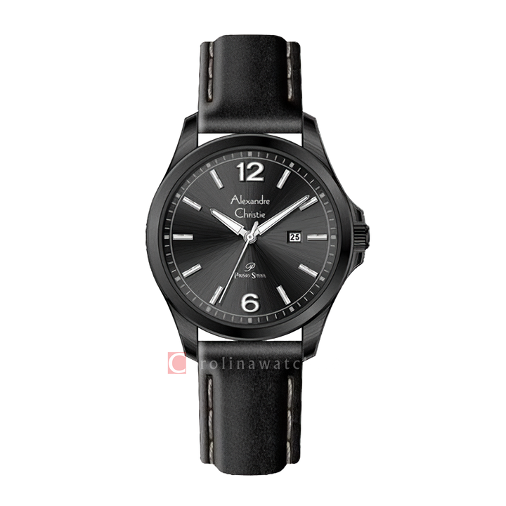 Jam Tangan Alexandre Christie Primo Steel AC 1029 LDLIPBA Women Black Dial Black Leather Strap