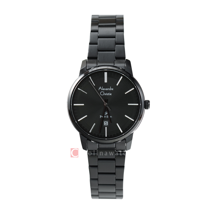 Jam Tangan Alexandre Christie Primo Steel AC 1030 LDBIPBA Women Black Dial Black Stainless Steel Strap