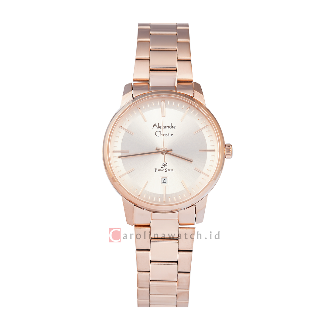 Jam Tangan Alexandre Christie Primo Steel AC 1030 LDBRGLN Women Rose Gold Dial Rose Gold Stainless Steel Strap