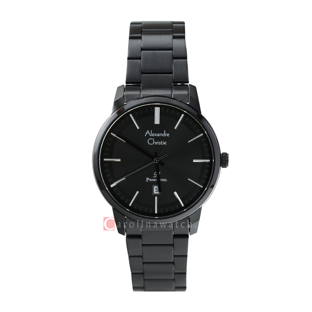 Jam Tangan Alexandre Christie Primo Steel AC 1030 MDBIPBA Men Black Dial Black Stainless Steel Strap