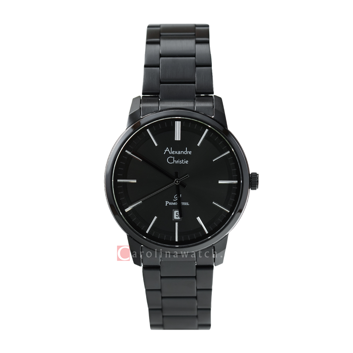 Jam Tangan Alexandre Christie Primo Steel AC 1030 MDBIPBA Men Black Dial Black Stainless Steel Strap