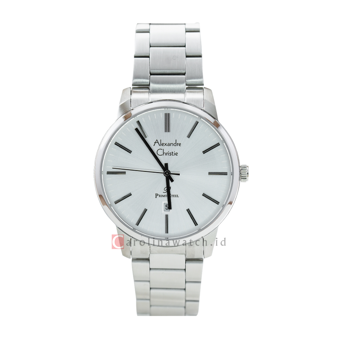 Jam Tangan Alexandre Christie Primo Steel AC 1030 MDBSSSL Men Silver Dial Stainless Steel Strap