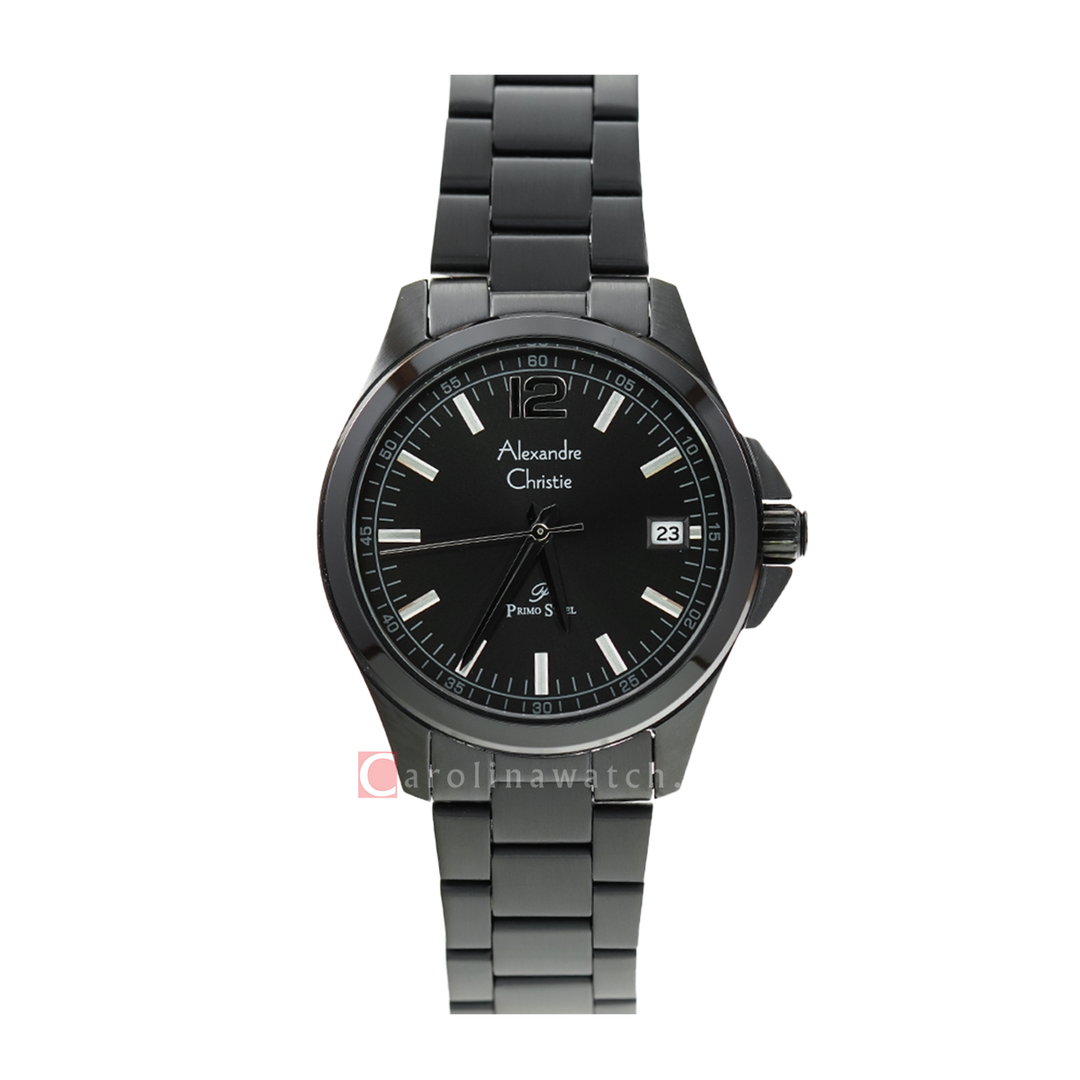 Jam Tangan Alexandre Christie Primo Steel AC 1031 LDBIPBA Women Black Dial Black Stainless Steel Strap