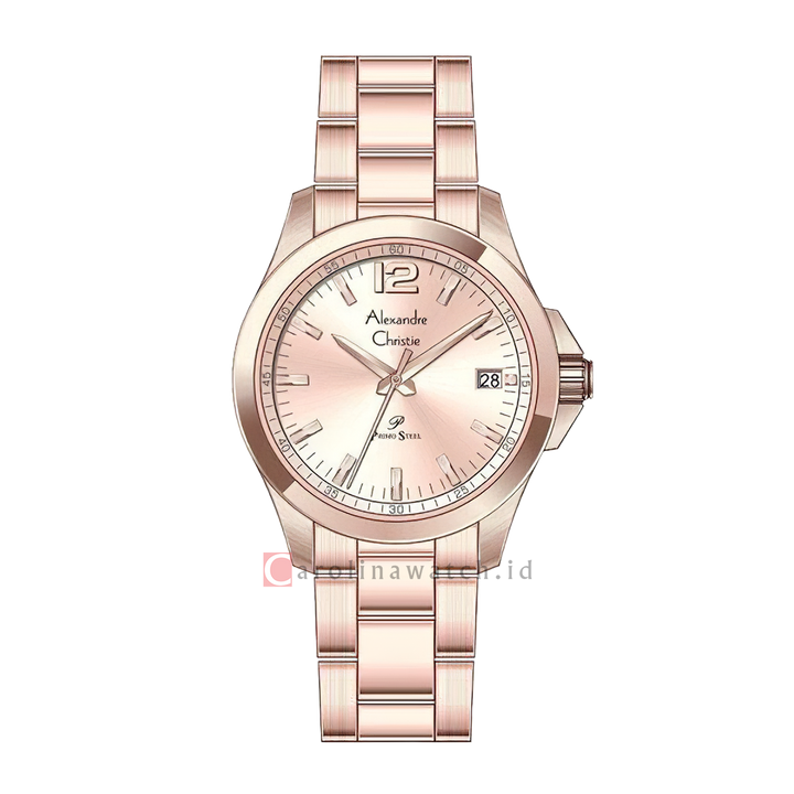 Jam Tangan Alexandre Christie Primo Steel AC 1031 LDBRGLN Women Rose Gold Dial Rose Gold Stainless Steel Strap