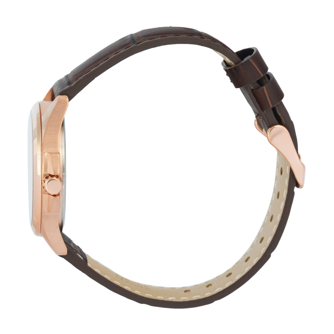 Jam Tangan Alexandre Christie Primo Steel AC 1031 LDLRGBABO Women Black Dial Brown Leather Strap