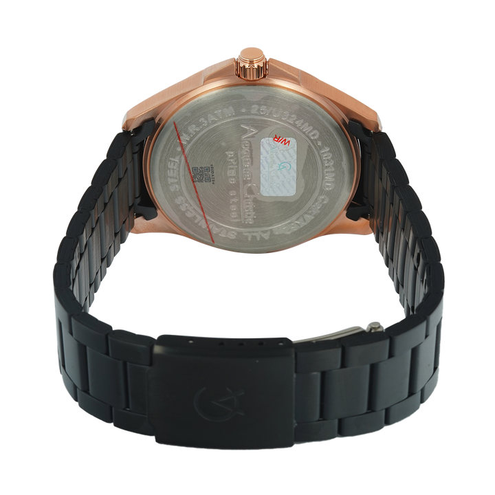 Jam Tangan Alexandre Christie Primo Steel AC 1031 MDBBRBA Men Black Dial Black Stainless Steel Strap