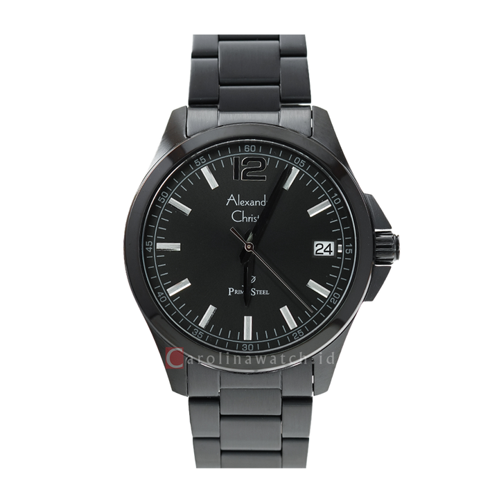 Jam Tangan Alexandre Christie Primo Steel AC 1031 MDBIPBA Men Black Dial Black Stainless Steel Strap