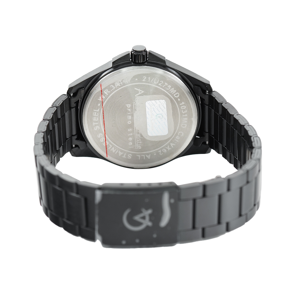 Jam Tangan Alexandre Christie Primo Steel AC 1031 MDBIPBA Men Black Dial Black Stainless Steel Strap