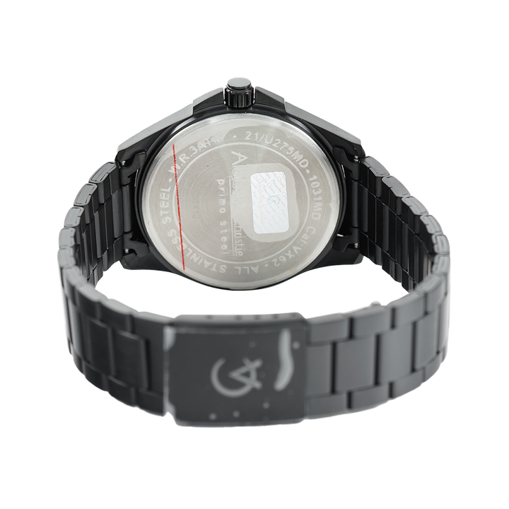Jam Tangan Alexandre Christie Primo Steel AC 1031 MDBIPBA Men Black Dial Black Stainless Steel Strap