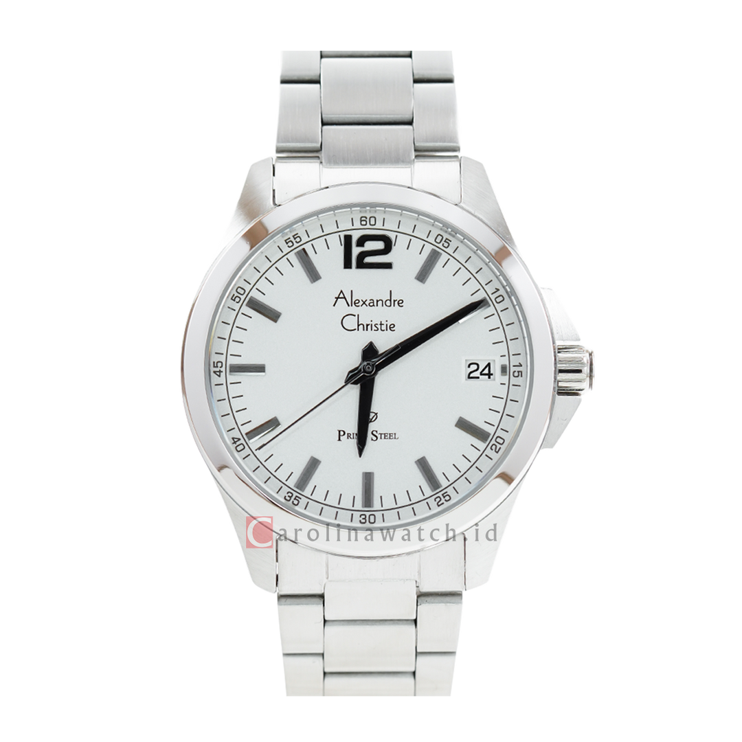 Jam Tangan Alexandre Christie Primo Steel AC 1031 MDBSSSL Men Silver Dial Stainless Steel Strap