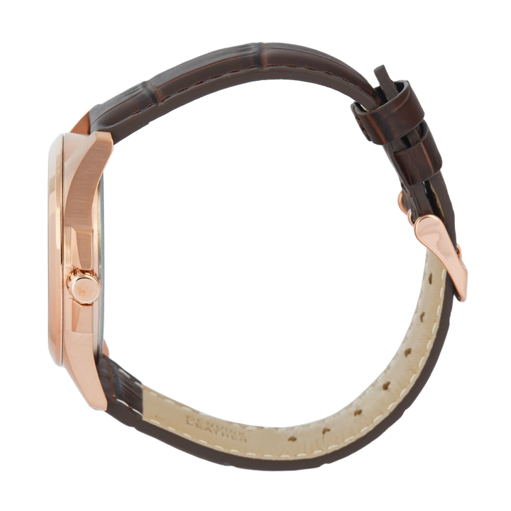 Jam Tangan Alexandre Christie Primo Steel AC 1031 MDLRGBABO Men Black Dial Brown Leather Strap