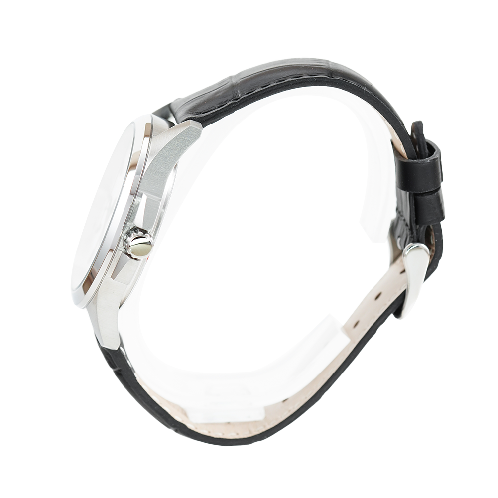 Jam Tangan Alexandre Christie Primo Steel AC 1031 MDLSSSL Men White Dial Black Leather Strap