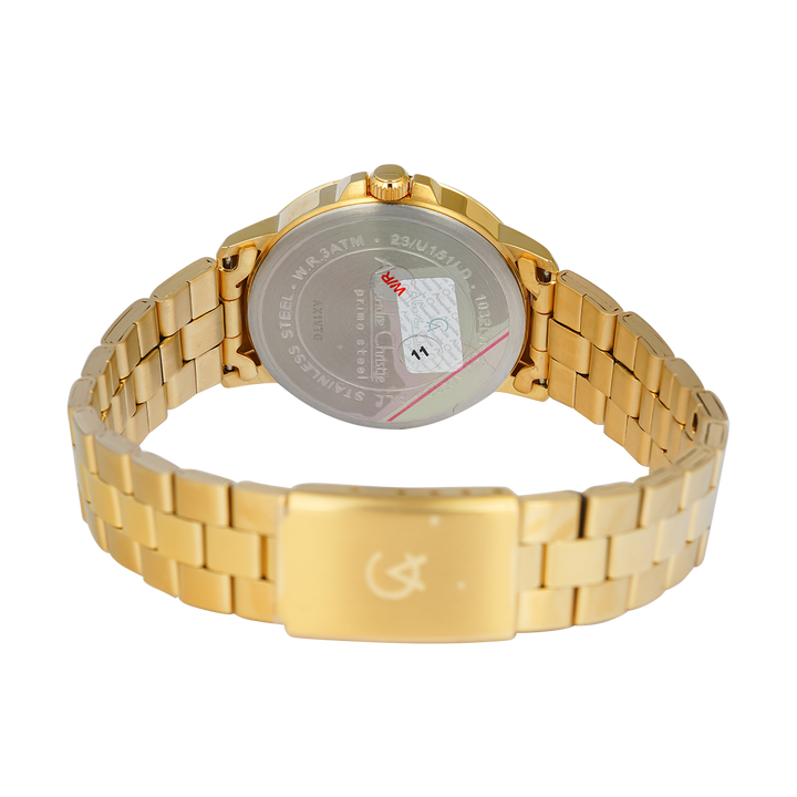 Jam Tangan Alexandre Christie Primo Steel AC 1032 LDBGPIV Women Champagne Dial Gold Stainless Steel Strap