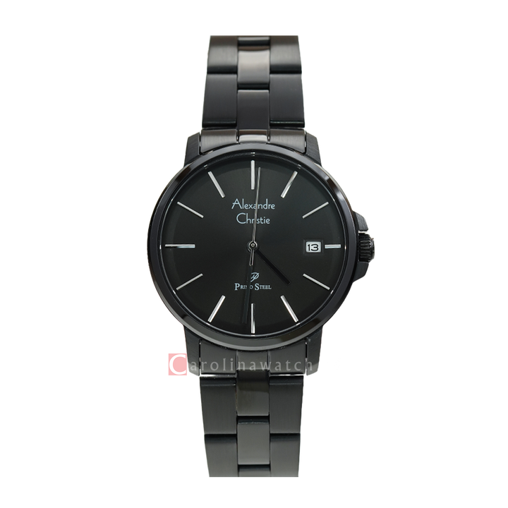 Jam Tangan Alexandre Christie Primo Steel AC 1032 LDBIPBA Women Black Dial Black Stainless Steel Strap