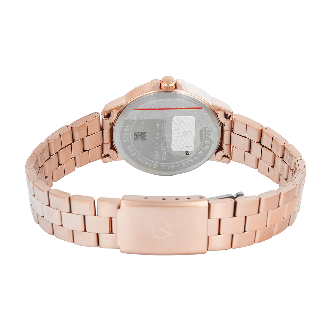 Jam Tangan Alexandre Christie Primo Steel AC 1032 LDBRGSL Women Silver Dial Rose Gold Stainless Steel Strap