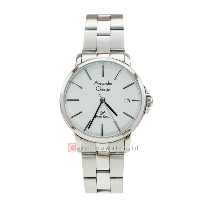 Jam Tangan Alexandre Christie Primo Steel AC 1032 LDBSSSL Women Silver Dial Stainless Steel Strap