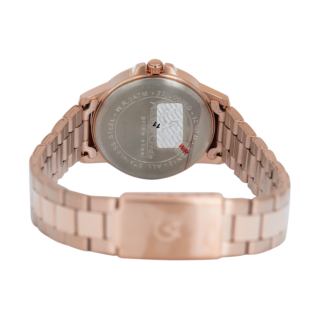 Jam Tangan Alexandre Christie Primo Steel AC 1034 LDBRGLN Women Rose Gold Dial Rose Gold Stainless Steel Strap