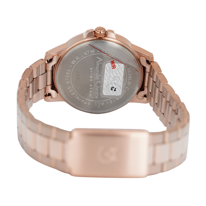 Jam Tangan Alexandre Christie Primo Steel AC 1034 LDBRGSL Women Silver Dial Rose Gold Stainless Steel Strap