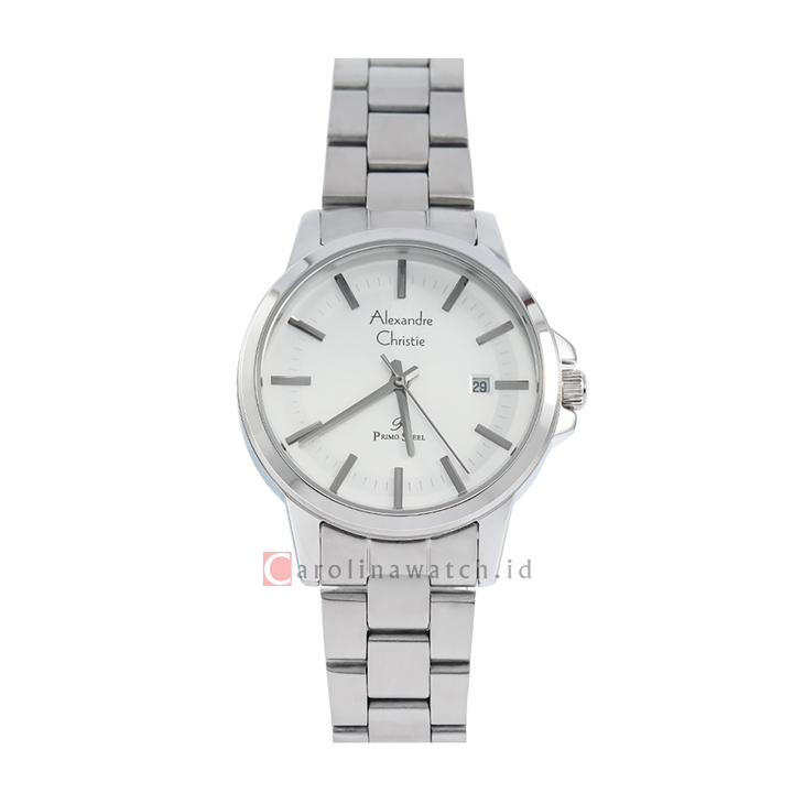 Jam Tangan Alexandre Christie Primo Steel AC 1034 LDBSSSL Women Silver Dial Stainless Steel Strap