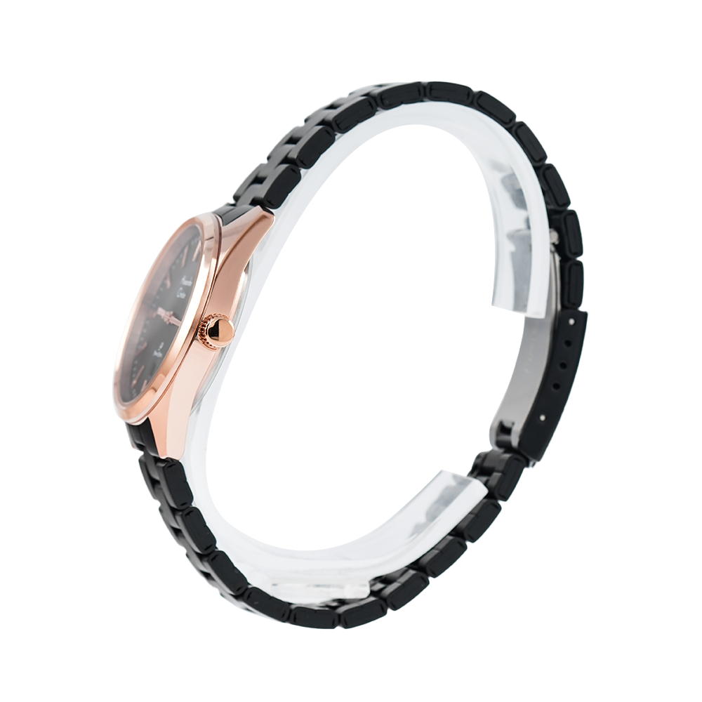Jam Tangan Alexandre Christie Primo Steel AC 1035 LDBBRBA Women Black Dial Black Stainless Steel Strap