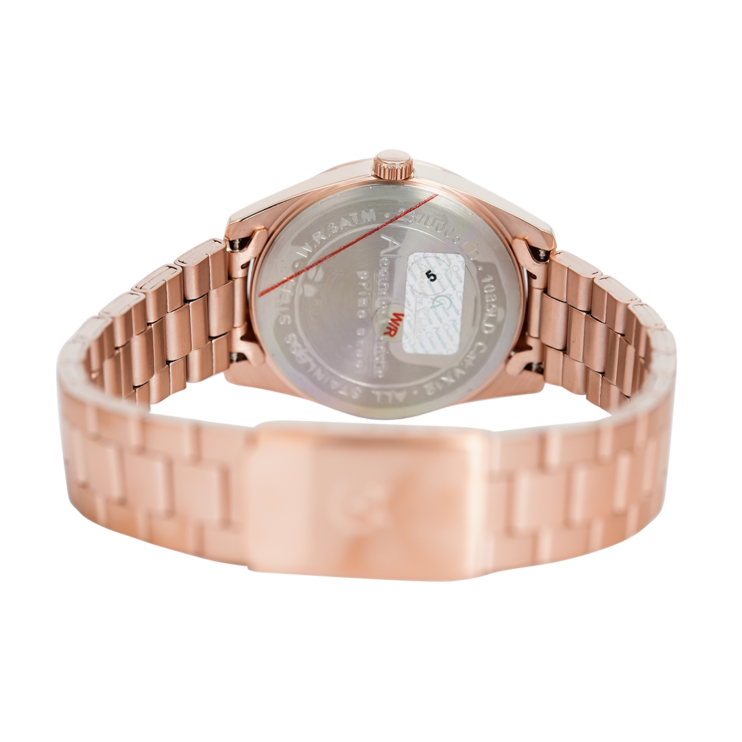 Jam Tangan Alexandre Christie Primo Steel AC 1035 LDBRGLN Women Rose Gold Dial Rose Gold Stainless Steel Strap