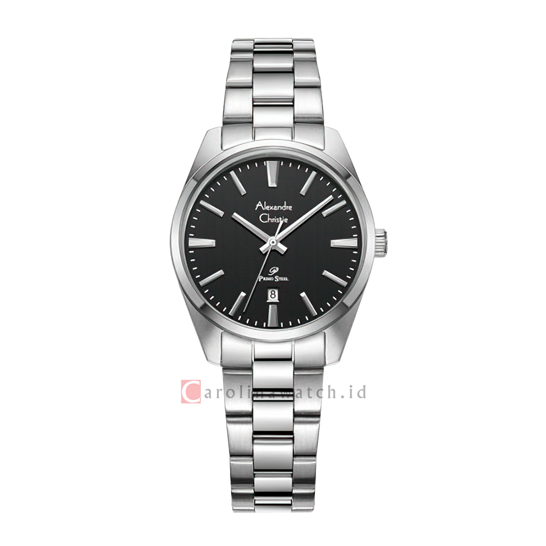 Jam Tangan Alexandre Christie Primo Steel AC 1035 LDBSSBA Women Black Dial Stainless Steel Strap